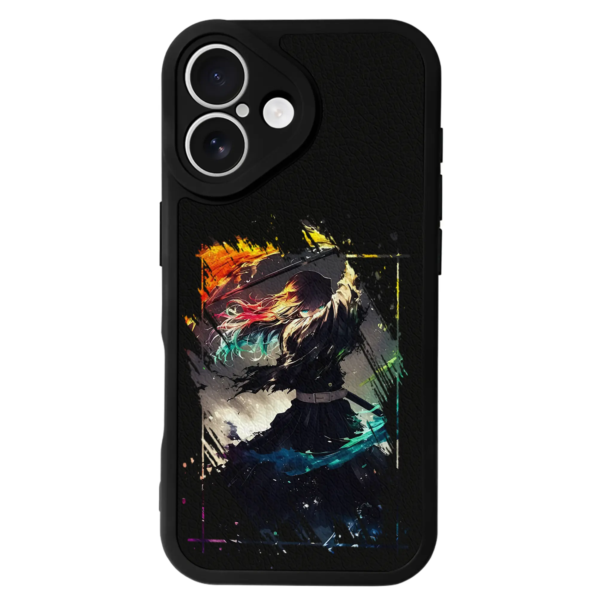 鬼滅の刃 グッズ,時透 無一郎 - IPhone 16シリーズ対応 ・ シリコンスマホケース ・ レザー調 ・ 高精度フィット ・ 耐衝撃 ・ ワイヤレス充電対応 ・ 精密カット